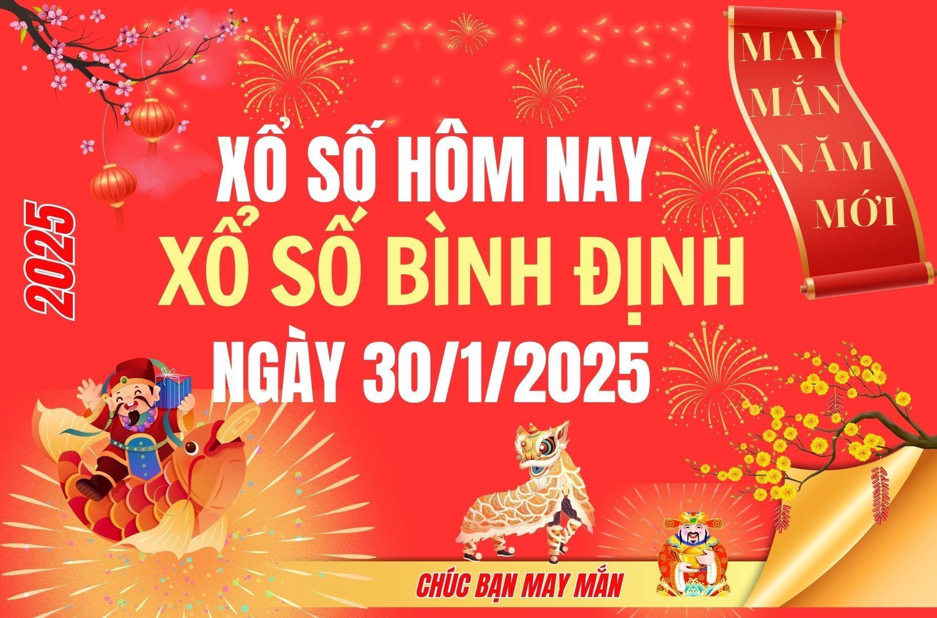 XSBDI 30/1, Kết quả xổ số Bình Định hôm nay 30/1/2025, Trực tiếp XSBDI ngày 30 tháng 1