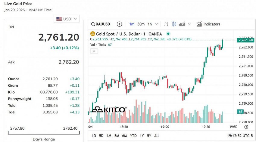 Giá vàng hôm nay 30/1: Giá vàng thế giới