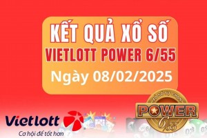 Vietlott 8 tháng 2 , Kết quả xổ số Vietlott hôm nay 8 tháng 2 , Xổ số Power 6/55 ngày 8 tháng 2 năm 2025