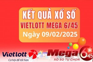 Vietlott 9/2, Kết quả xổ số Vietlott hôm nay 9/2, Xổ số Mega 6/45 ngày 9/2/2025