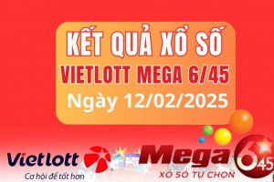 Vietlott 12/2, Kết quả xổ số Vietlott hôm nay 12/2, Xổ số Mega 6/45 ngày 12/2/2025