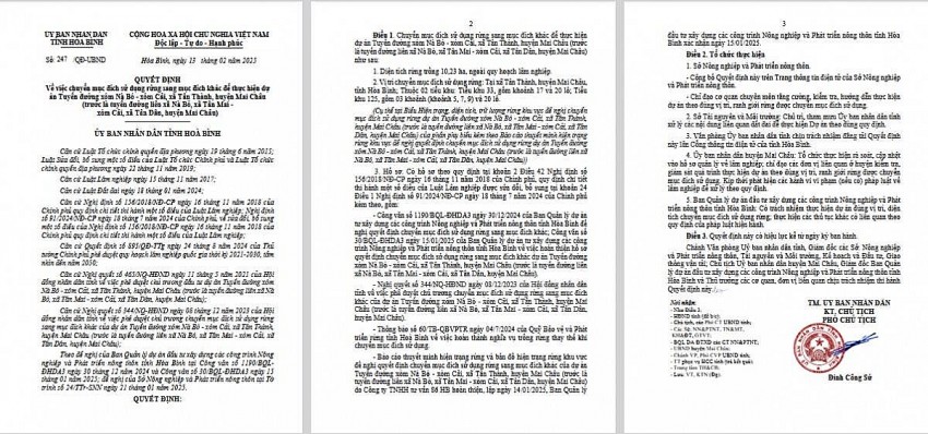 Hòa Bình chuyển đổi mục đích sử dụng rừng để triển khai dự án giao thông quan trọng