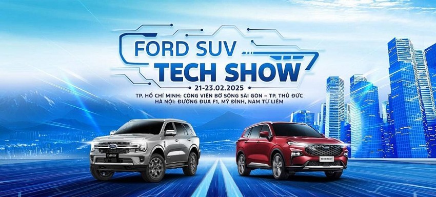 “Ford SUV Tech Show 2025” - sự kiện trưng bày và lái thử xe quy mô và chuyên nghiệp từ Ford và Hệ thống Đại lý sẽ chính thức khởi động từ 21/02 - 23/02/2025. “Ford SUV Tech Show 2025” - sự kiện trưng bày và lái thử xe quy mô và chuyên nghiệp từ Ford và Hệ thống Đại lý sẽ chính thức khởi động từ 21/02 - 23/02/2025.