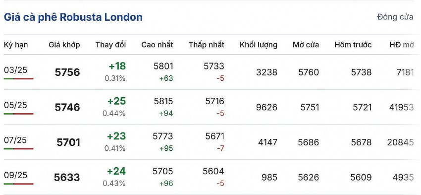 giá cà phê giá cà phê