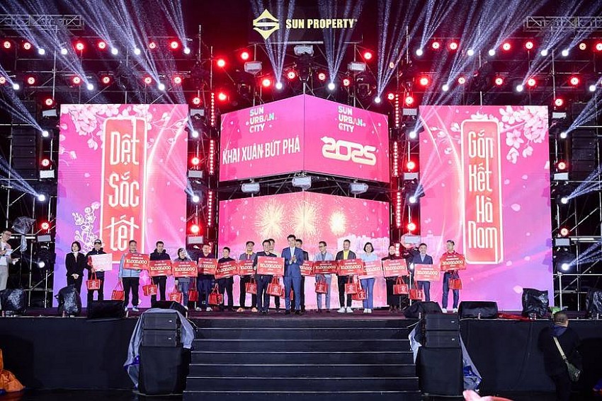 Hơn 2000 chuyên viên kinh doanh quy tụ tại sự kiện “Dệt sắc Tết – Gắn kết Hà Nam” diễn ra tại trục Đại lộ Lễ hội, thuộc Công viên Lễ hội Sun Urban City. (Ảnh: Sun Property)