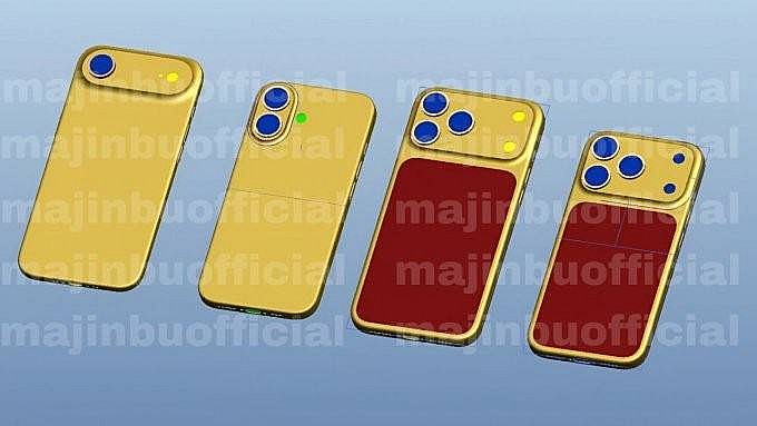   Hình ảnh CAD về thiết kế mặt lưng bốn mẫu iPhone 17. Ảnh: Majin Bu