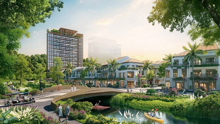  Thành phố Vịnh trung tâm Xanh Island nằm tại trung tâm đảo Cát Bà. Ảnh phối cảnh minh họa