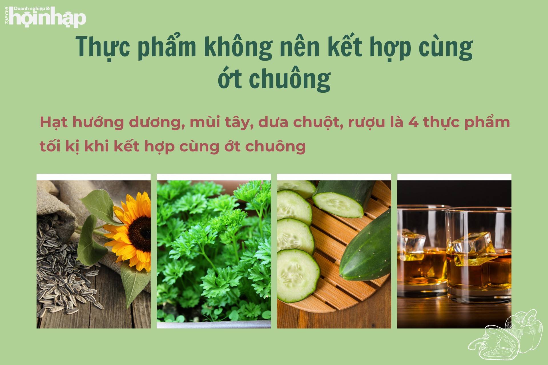 Thực phẩm không nên kết hợp cùng ớt chuông