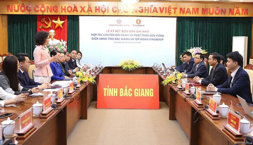 Bắc Giang và Tập đoàn Vingroup ký kết biên bản ghi nhớ, hợp tác về chuyển đổi xanh