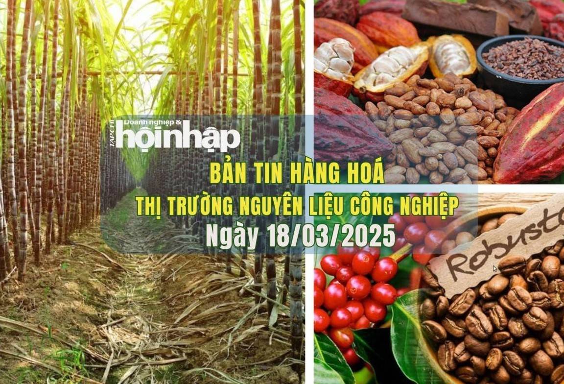 Thị trường nguyên liệu công nghiệp 18/3: Giá đường và cà phê tăng, ca cao giảm nhẹ