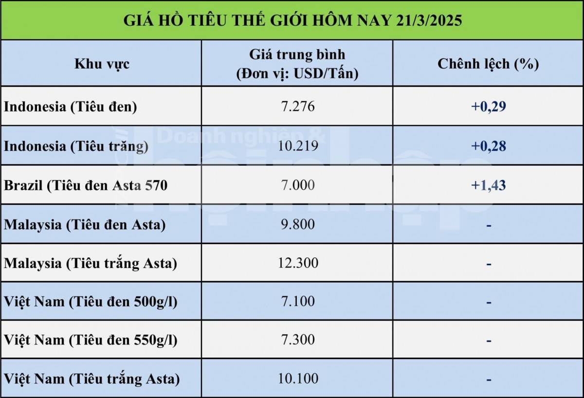 Giá tiêu hôm nay 21/3: Tiêu trong nước tăng nhẹ tại khu vực Đông Nam bộ Giá tiêu hôm nay 21/3: Tiêu trong nước tăng nhẹ tại khu vực Đông Nam bộ