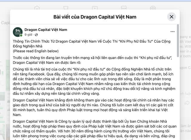 Một hashtag – nhiều hiểu lầm: Dragon Capital Việt Nam chính thức lên tiếng Một hashtag – nhiều hiểu lầm: Dragon Capital Việt Nam chính thức lên tiếng