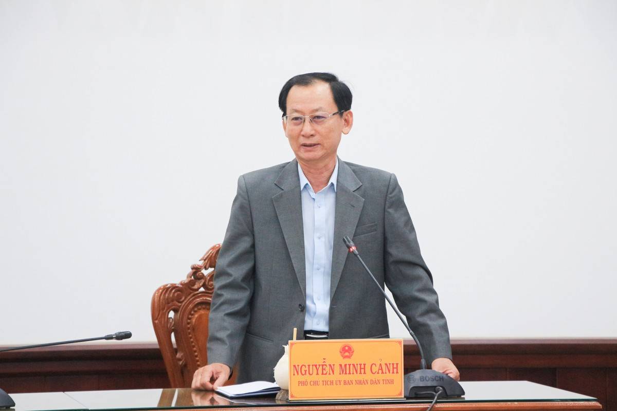 Phó Chủ tịch UBND tỉnh Nguyễn Minh Cảnh phát biểu tại buổi làm việc. (Ảnh: Phạm Hân)