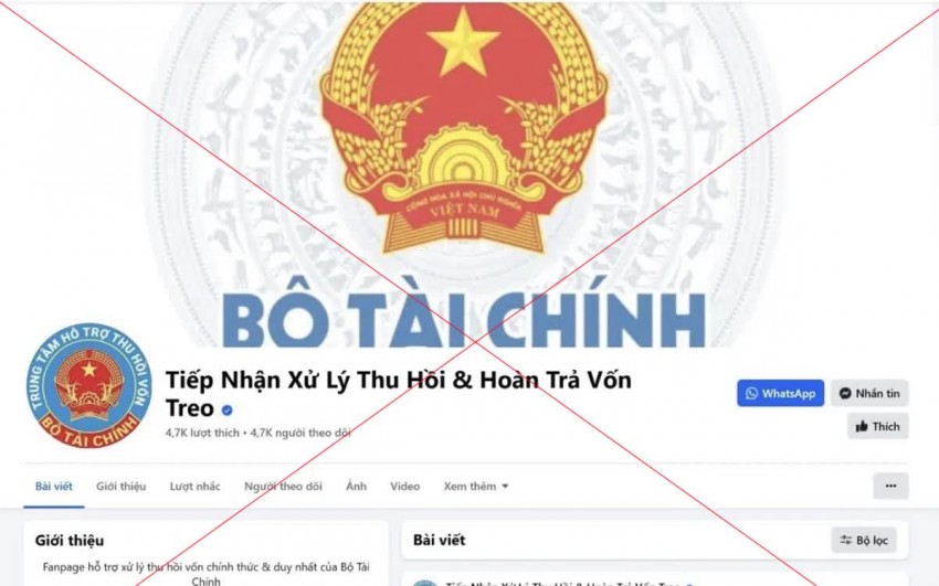 Cảnh báo về trang facebook giả mạo Bộ Tài chính lợi dụng để lừa đảo