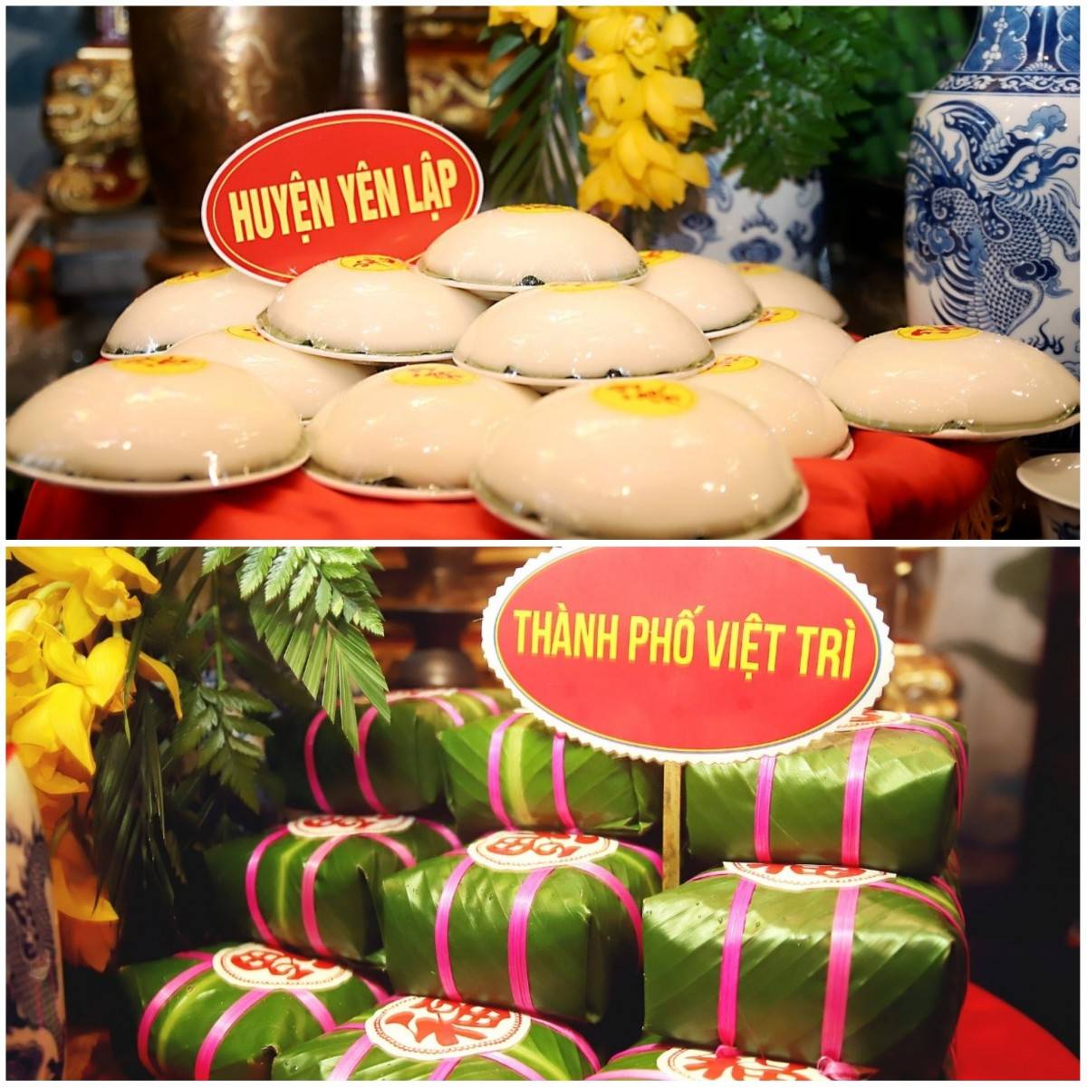 Kính cẩn dâng bánh chưng, bánh giầy lên Vua Hùng