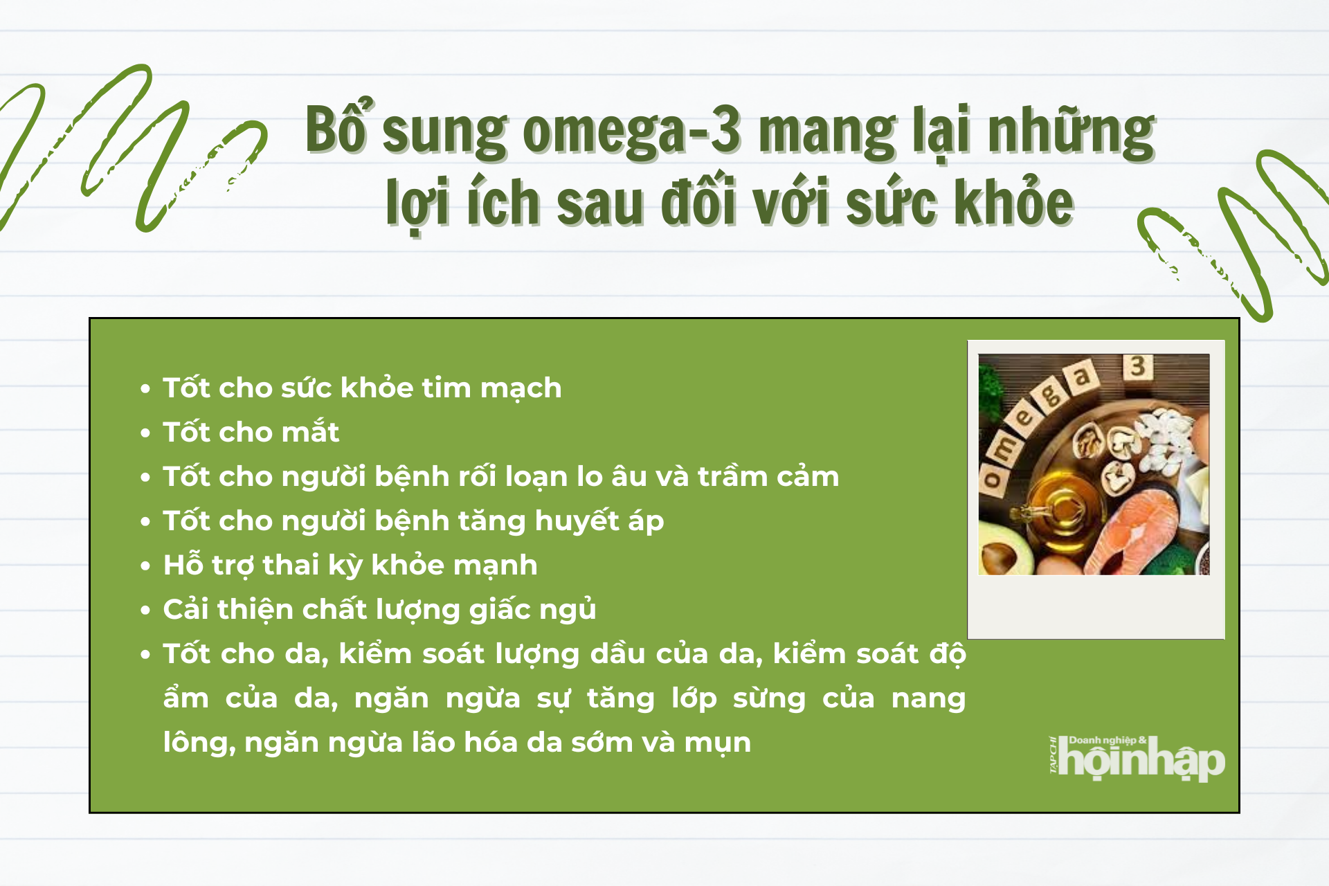 Bổ sung omega-3 có thể mang lại những lợi ích sau đối với sức khỏe