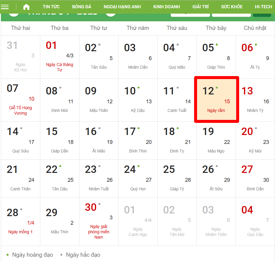 Lịch âm 12/4 - Âm lịch hôm nay 12/4 chính xác nhất - lịch vạn niên 12/4/2025