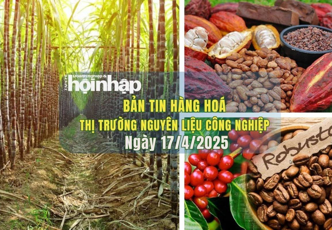Thị trường nguyên liệu công nghiệp 17/4: Giá cà phê và ca cao bật tăng, đường hồi phục nhẹ