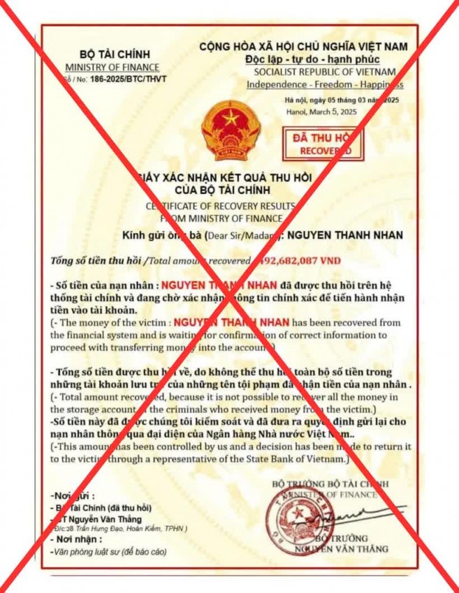 Cảnh báo chiêu thức lừa đảo mới - mạo danh Bộ Tài chính