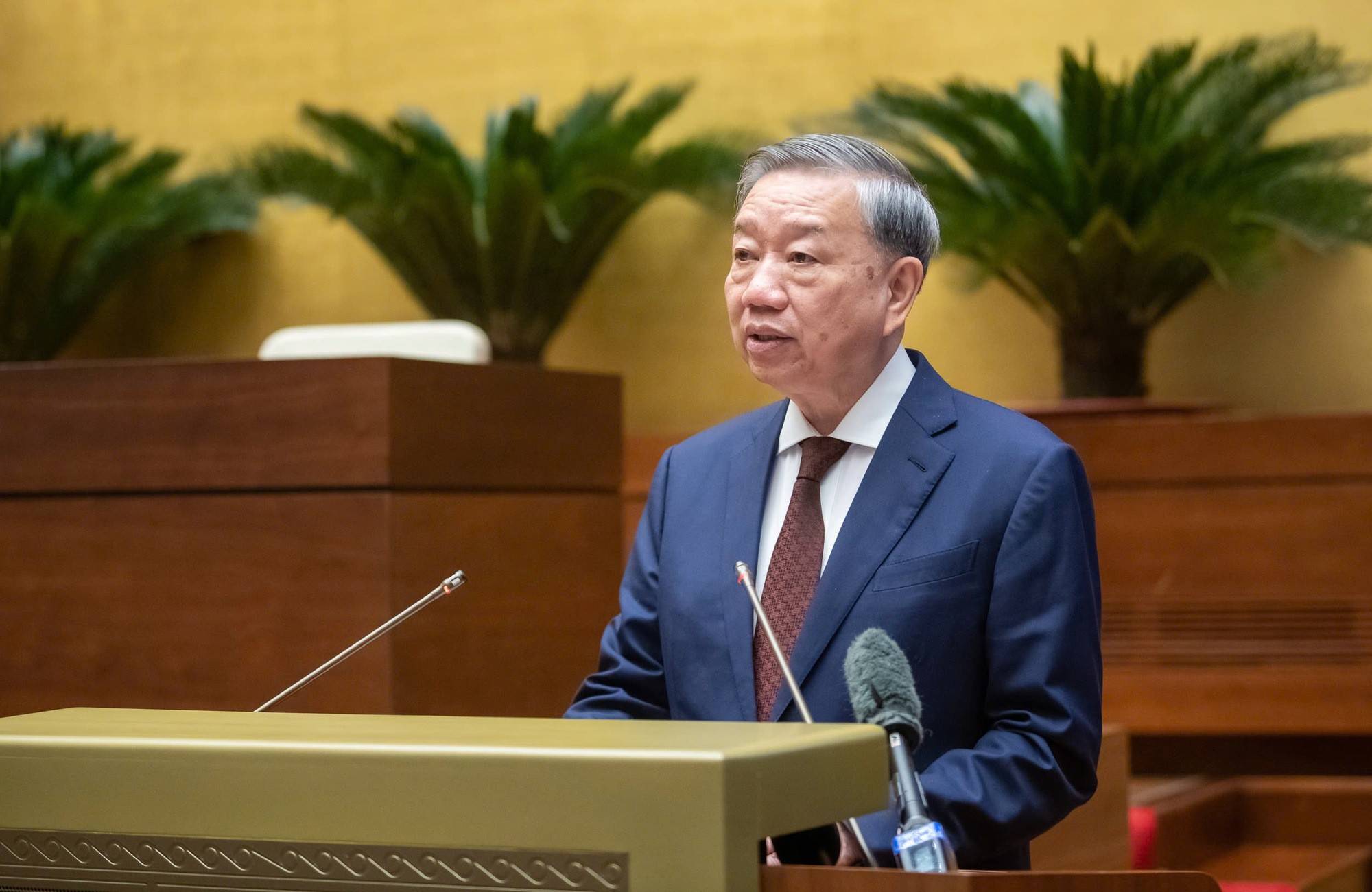 Tổng Bí thư Tô Lâm phát biểu chỉ đạo Hội nghị tại điểm cầu Trung ương - Ảnh VGP/Nhật Bắc