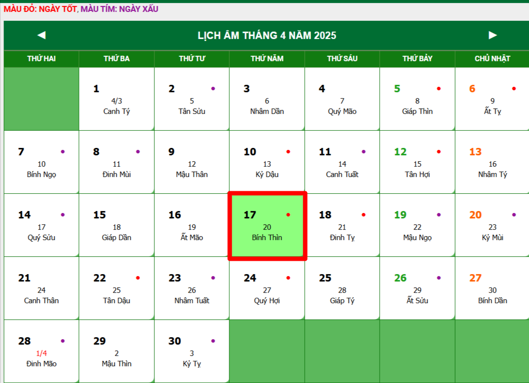 Lịch âm hôm nay 16/4 - Lịch âm ngày 16/4 - Lịch vạn niên 16/4/2025 chính xác nhất