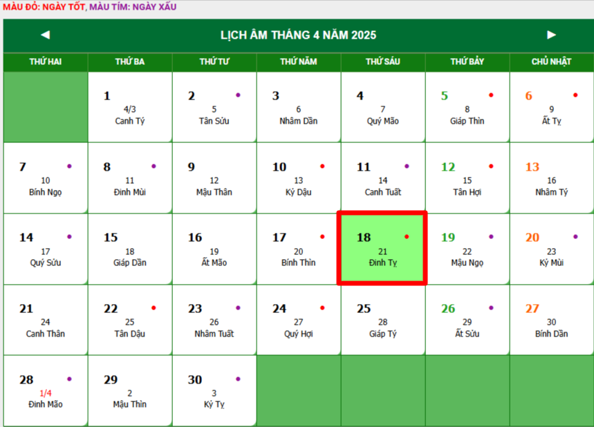 Lịch âm hôm nay 17/4 - Lịch âm ngày 17/4 - Lịch vạn niên 17/4/2025 chính xác nhất