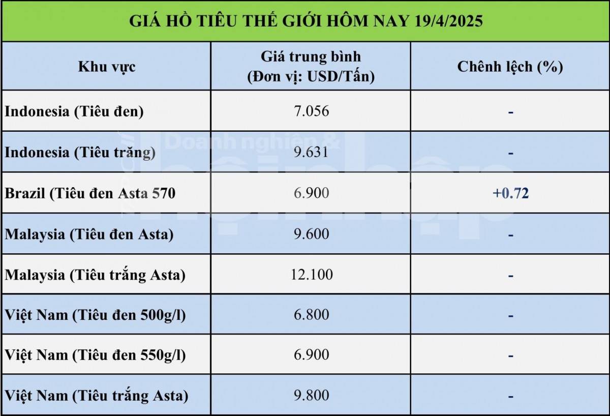 Giá tiêu hôm nay 19/4: Giá tiêu hôm nay 19/4:
