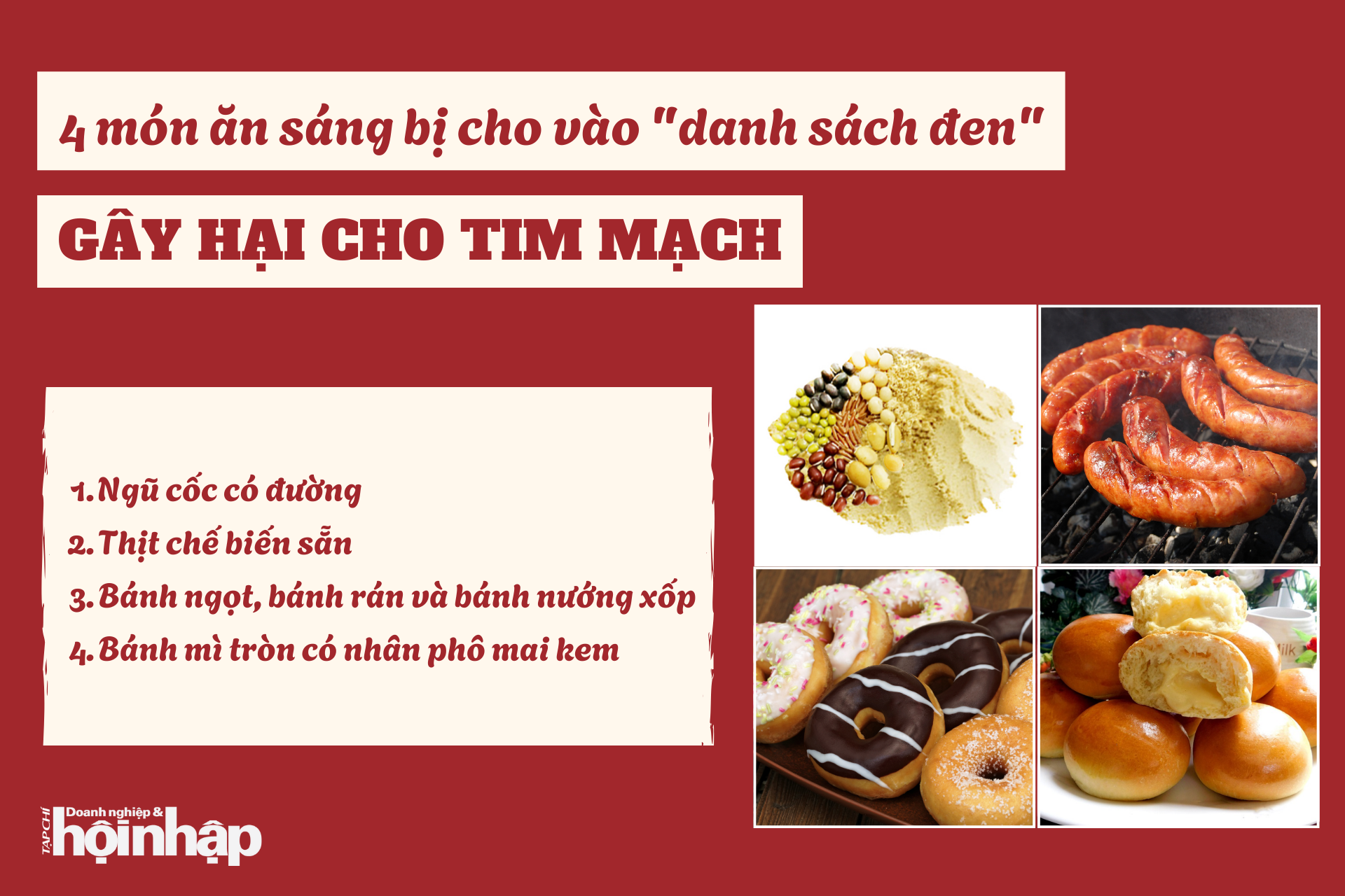 4 món ăn ngon vào buổi sáng nhưng không tốt cho tim mạch