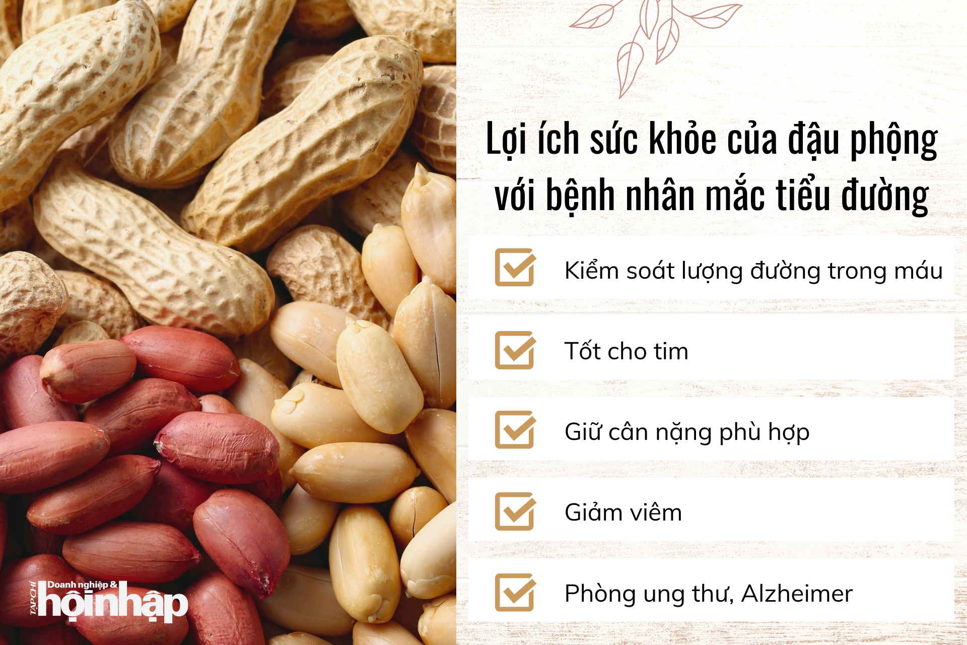 Lợi ích sức khỏe của đậu phộng đối với bệnh nhân mắc tiểu đường