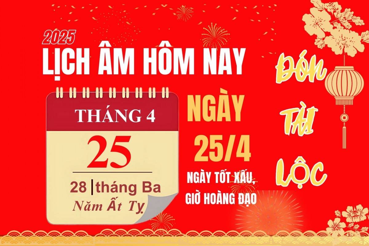 Lịch âm hôm nay 24/4/2025 - lịch vạn niên 24/4/2025 : Xem ngày tốt xấu, những việc đại sự nên làm, việc xấu nên tránh