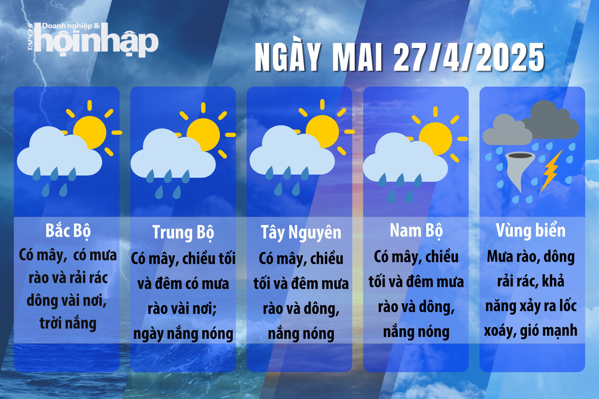 Dự báo thời tiết ngày mai 27/4/2025 Dự báo thời tiết ngày mai 27/4/2025