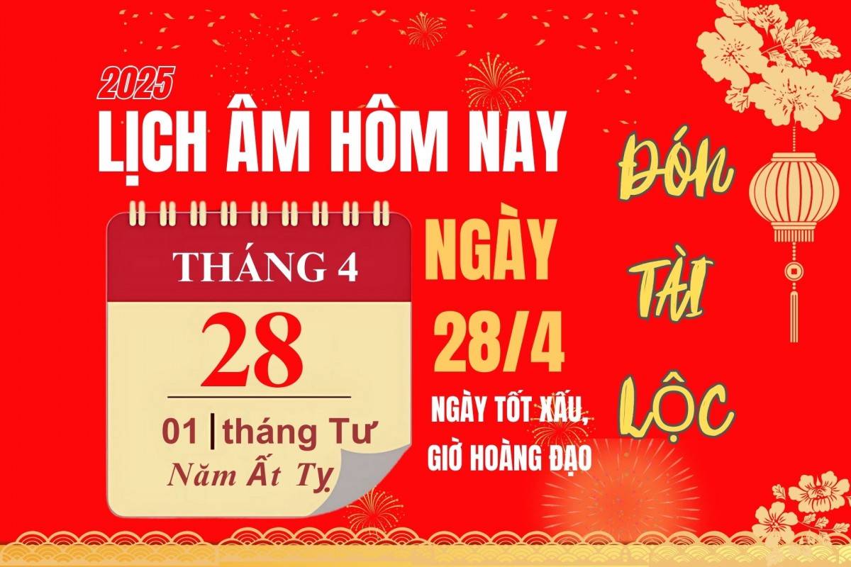 Lịch âm hôm nay 27/4/2025 - lịch vạn niên 27/4/2025: Xem ngày tốt xấu, việc nên làm, kiêng kỵ để đón may mắn
