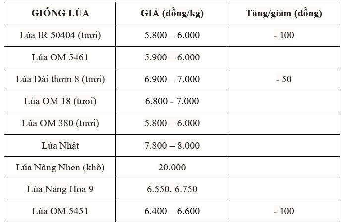 Bảng giá lúa hôm nay 29/4/2025. Bảng giá lúa hôm nay 29/4/2025.