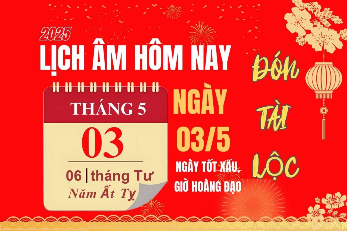 Lịch âm hôm nay 2/5 - lịch vạn niên 2/5/2025: Xem ngày tốt, giờ xuất hành, việc nên làm và việc đại kỵ cần tránh
