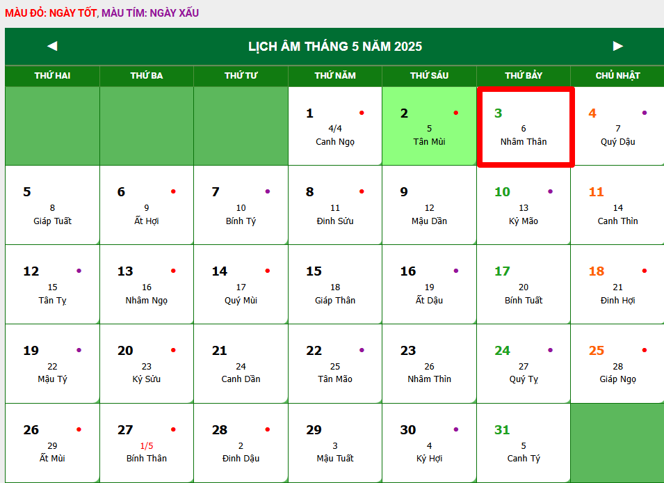 Lịch âm hôm nay 2/5 - lịch vạn niên 2/5/2025: Xem ngày tốt, giờ xuất hành, việc nên làm và việc đại kỵ cần tránh