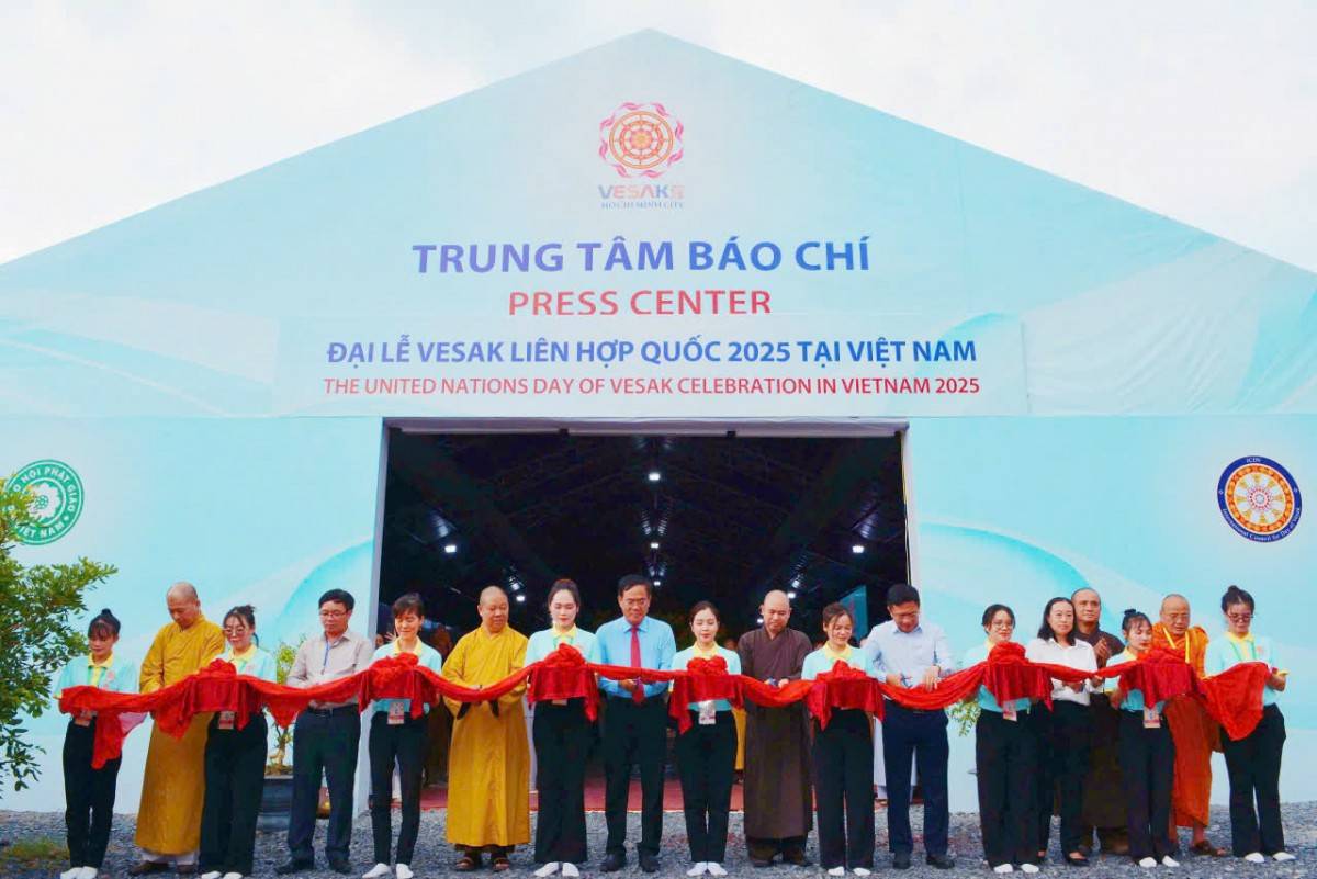 Lễ khánh thành Trung tâm báo chí Đại lễ Vesak Liên hợp quốc 2025 tại Việt Nam.