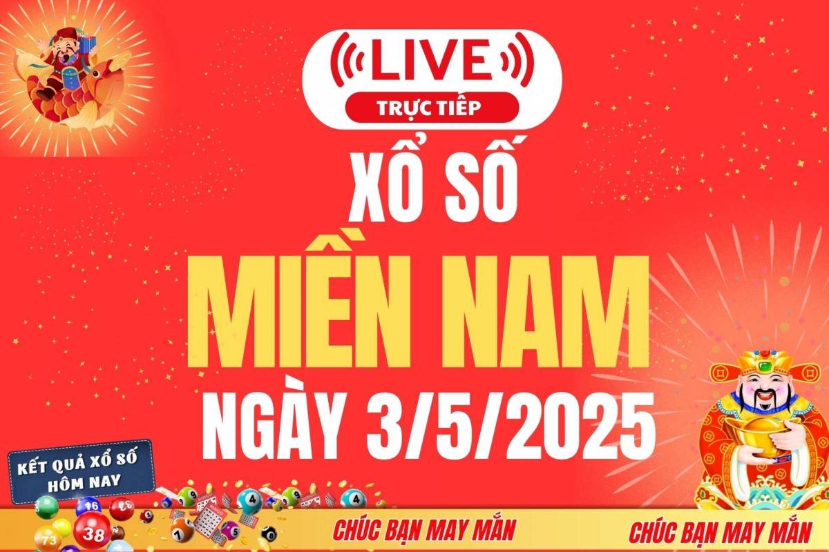 Xổ số miền Nam hôm nay ngày 3/5/2025 - XSMN 3/5 - Kết quả xổ số miền Nam hôm nay