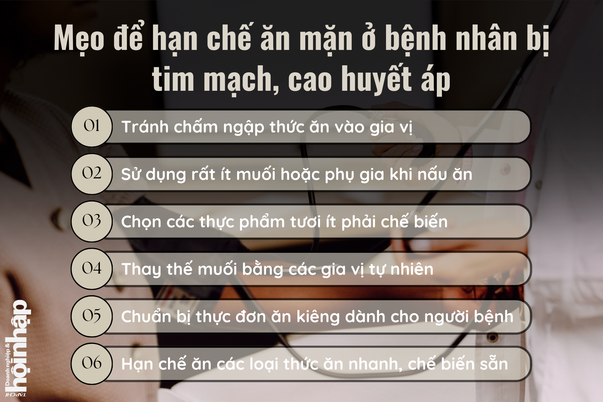 Mẹo để hạn chế ăn mặn ở bệnh nhân bị tim mạch, cao huyết áp