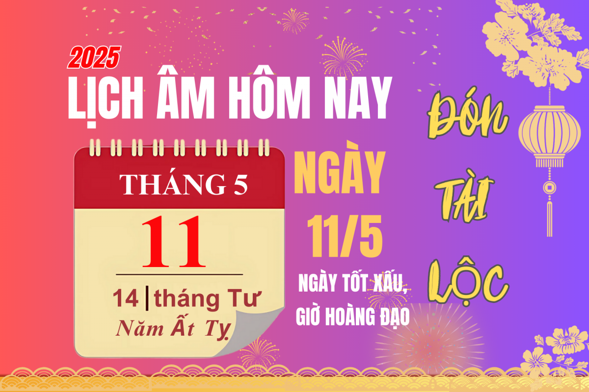 Lịch âm 11/5: Âm lịch hôm nay 11/5/2025 chính xác nhất, giờ hoàng đạo và việc nên làm