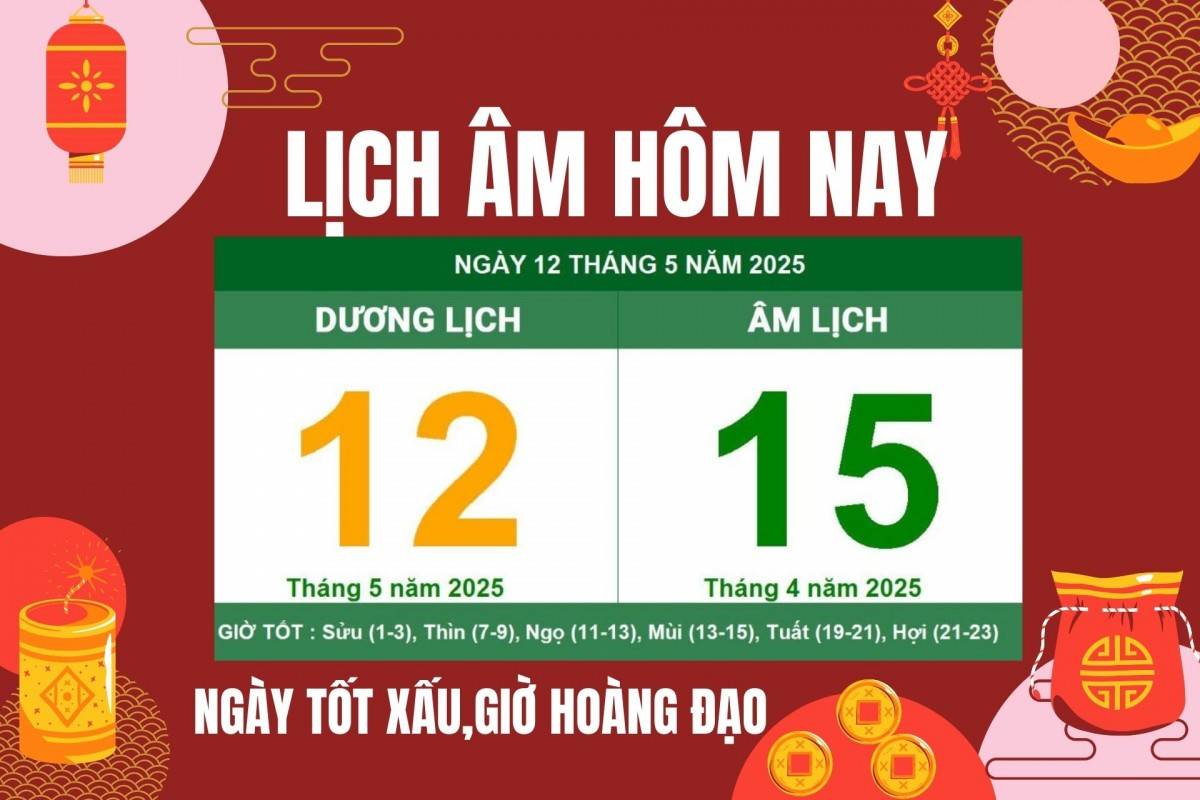 Lịch âm 11/5: Âm lịch hôm nay 11/5/2025 chính xác nhất, giờ hoàng đạo và việc nên làm