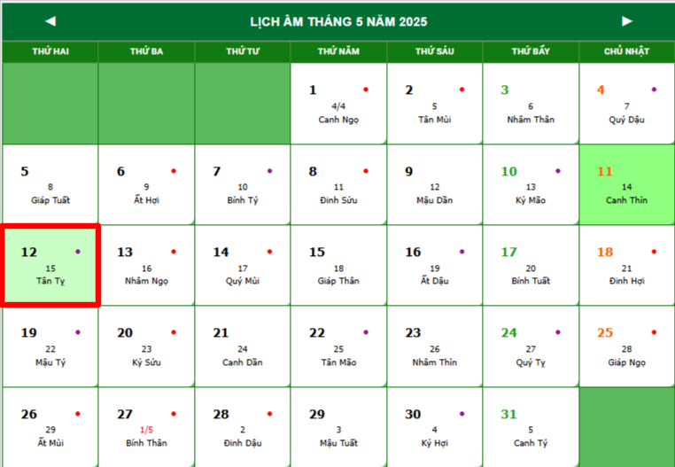 Lịch âm 11/5: Âm lịch hôm nay 11/5/2025 chính xác nhất, giờ hoàng đạo và việc nên làm