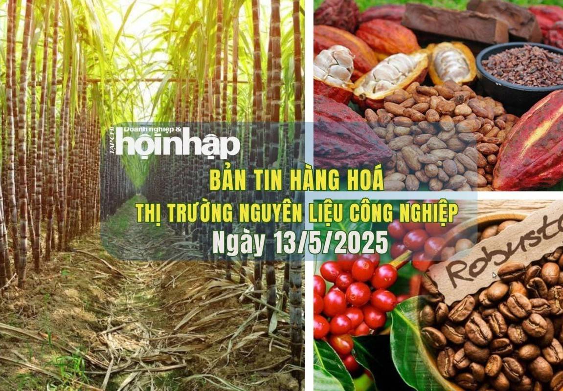 Thị trường nguyên liệu công nghiệp 13/5: Giá cà phê và đường đồng loạt giảm, ca cao trái chiều