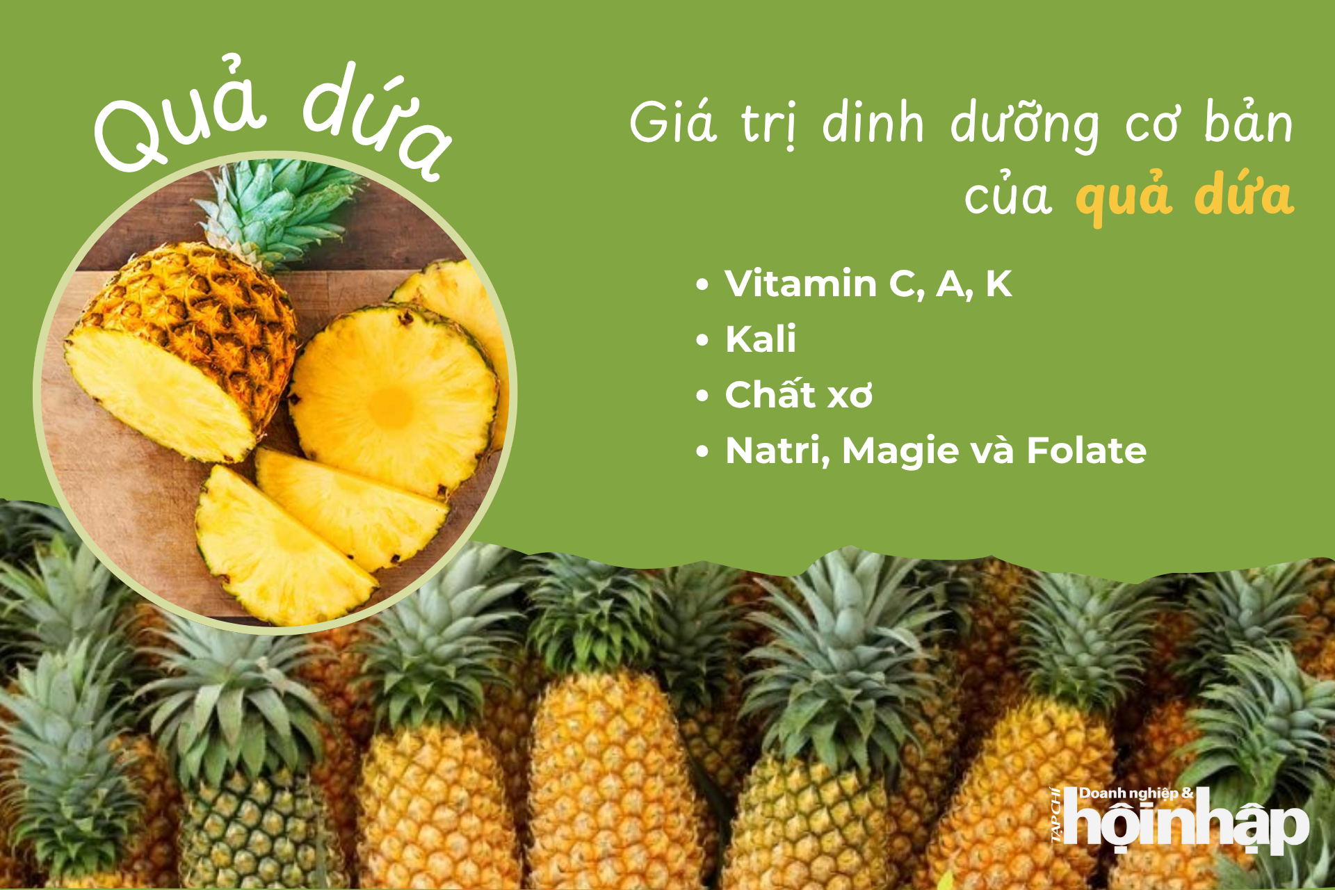 Giá trị dinh dưỡng cơ bản của quả dứa