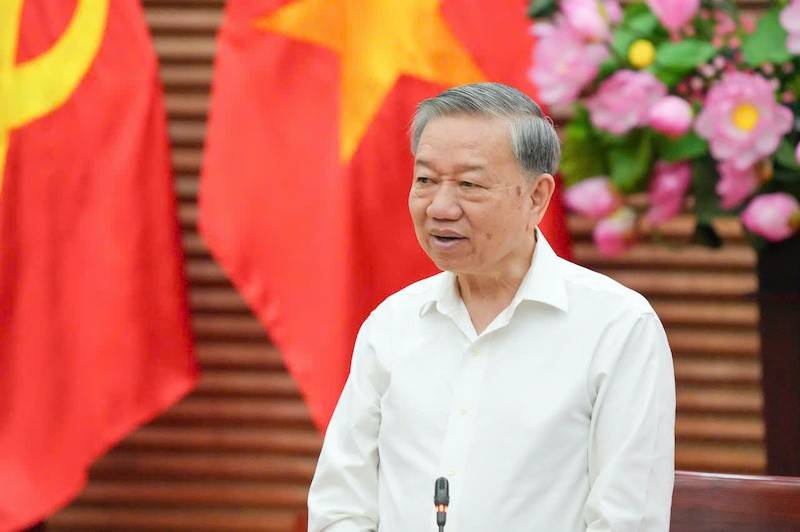 Tổng Bí thư Tô Lâm phát biểu tại buổi làm việc với Ban Thường vụ Tỉnh uỷ Nghệ An