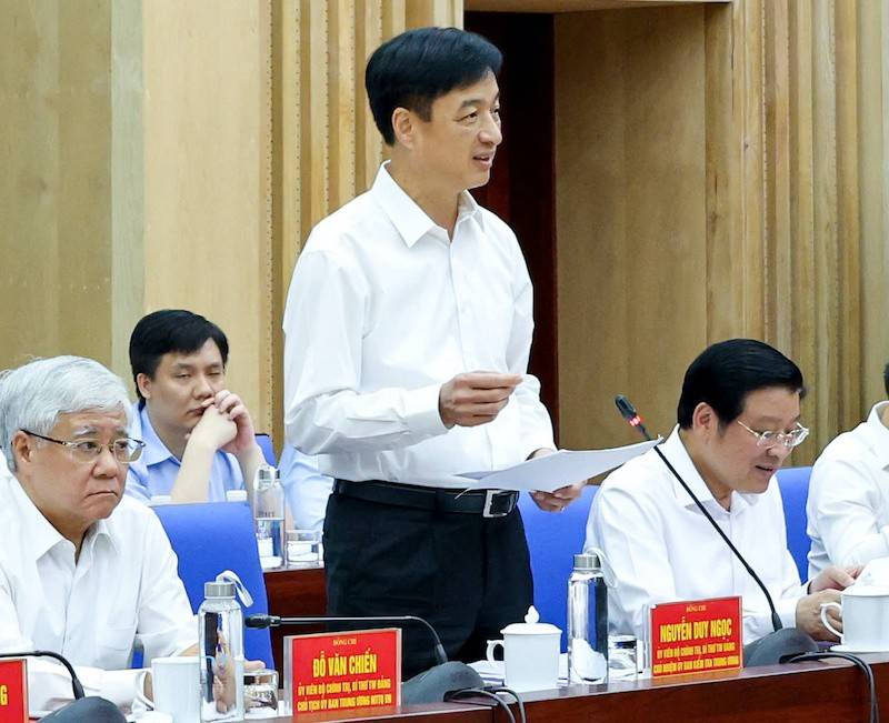 Ông Nguyễn Duy Ngọc - Ủy viên Bộ Chính trị, Bí thư Trung ương Đảng, Chủ nhiệm Ủy ban Kiểm tra Trung ương phát biểu tại buổi làm việc