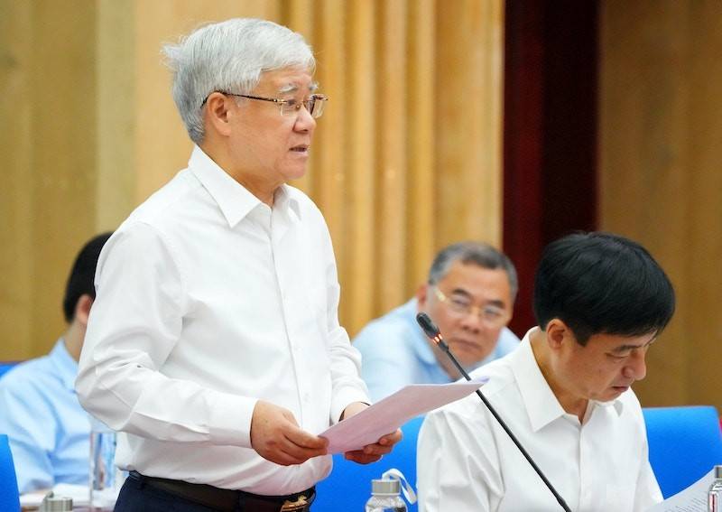 Ông Đỗ Văn Chiến - Ủy viên Bộ Chính trị, Bí thư Trung ương Đảng, Chủ tịch Uỷ ban Trung ương MTTQ Việt Nam phát biểu tại buổi làm việc. 