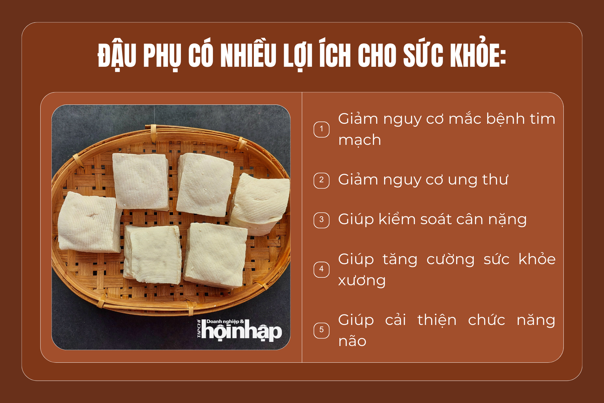 Lợi ích sức khoẻ từ đậu phụ