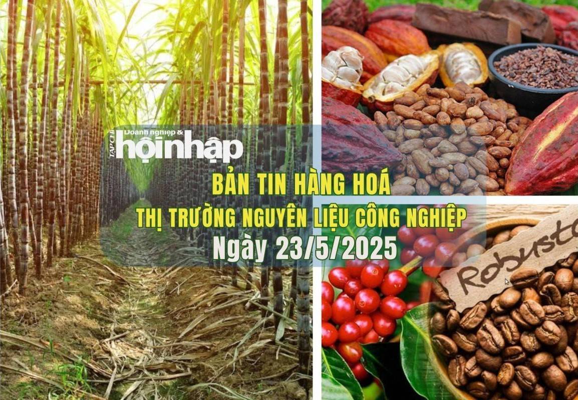 Thị trường nguyên liệu công nghiệp 23/5: Giá cà phê, ca cao và đường đồng loạt giảm trước áp lực cung và chốt lời