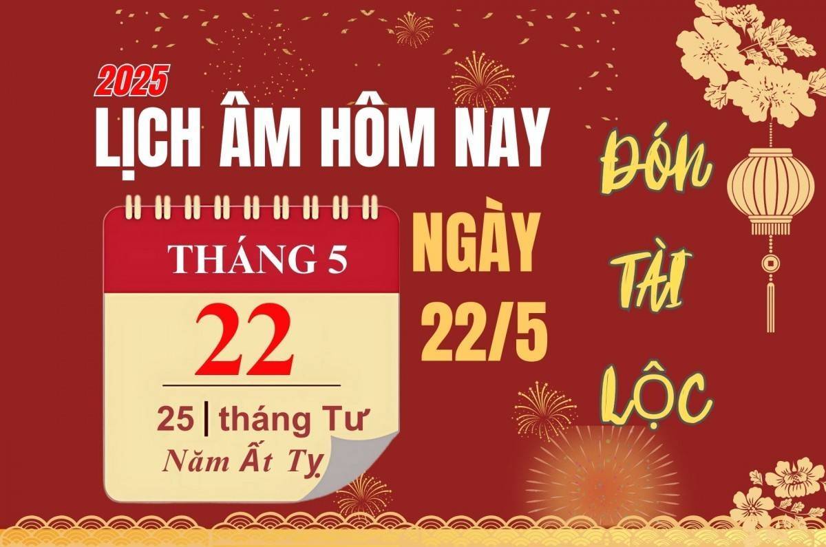 Lịch âm 22/5 - Âm lịch hôm nay thứ Năm 22/5 chính xác nhất - lịch vạn niên 22/5/2025