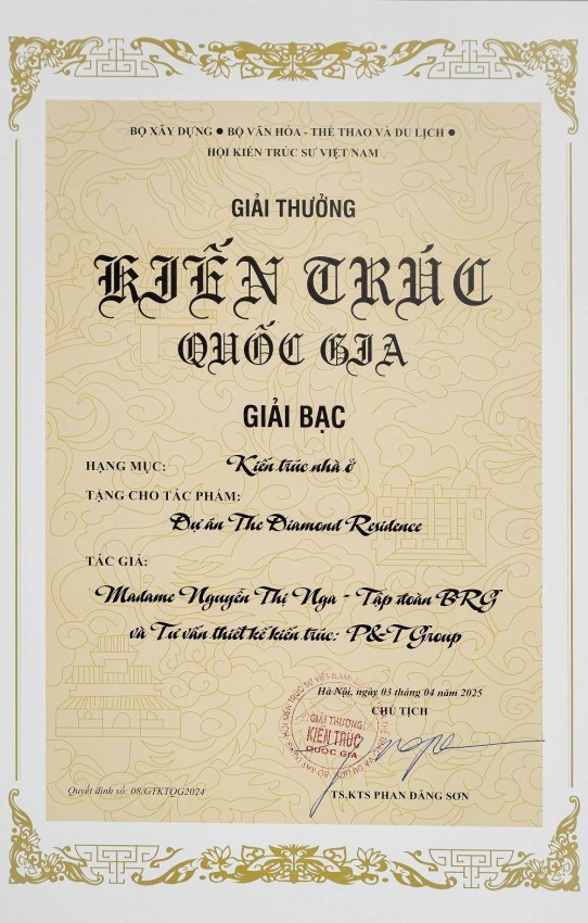 Tổ hợp căn hộ cao cấp Diamond Residence được vinh danh tại Giải thưởng Kiến trúc Quốc gia 2024 - 2025